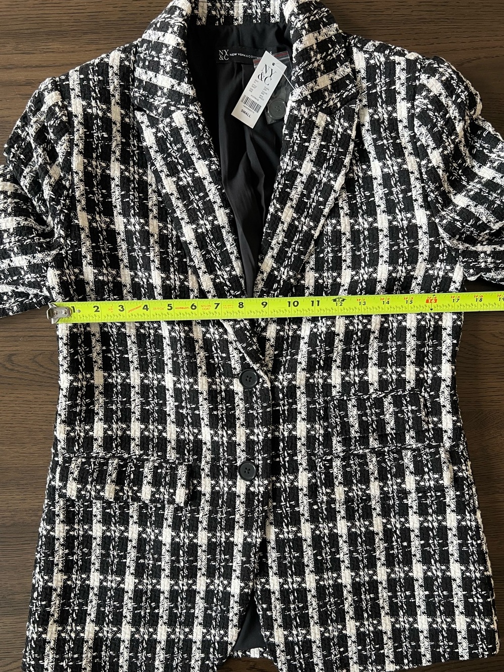 NWT New York & Company Black & White Tweed Boyfriend Blazer - Picture 7 of 10